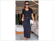 Elegant Slim-fit High-grade Women's Black Fashion Dress