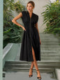 Sexy Waist Trimming Temperament V-neck Zip Placket Dress